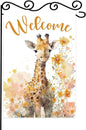 Giraffe Welcome Garden Flag,Welcome Spring Cute Giraffe Garden Flag,Pet Wild Cartoon Animals Quote Birthday Yard Outdoor Decor.12x18 inch