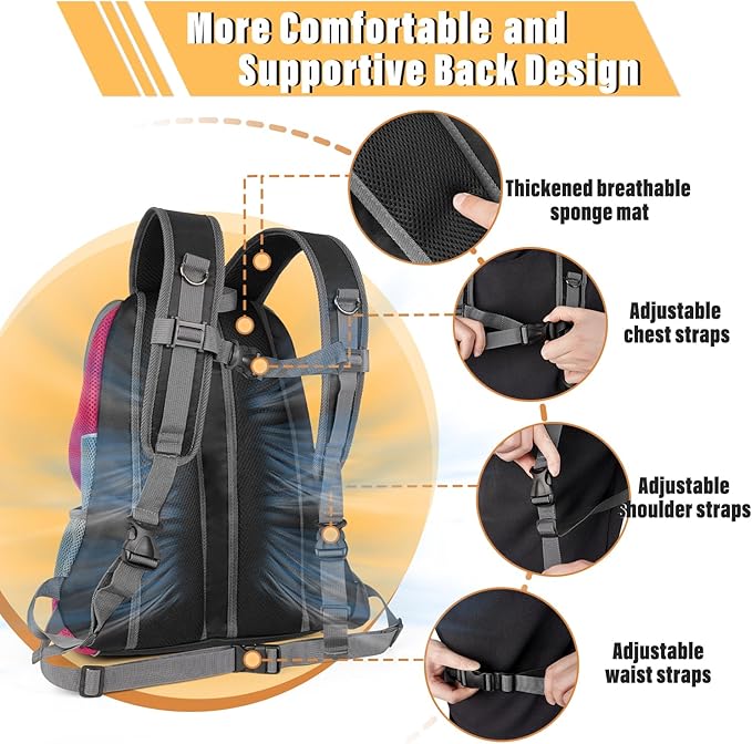 YUDODO Dog Front Carrier Backpack, Adjustable Breathable Pet Carrier for Small Dogs, Ventilated Puppy Back Pack with Safety Belt, Lightweight Doggy Backpack for Hiking Outdoor (Rose, M)