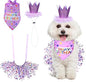Dog Birthday Bandana with Hat and Dress Girl Set, Dog Birthday Hat Bandana Girl Birthdays Boy Girls Cake Bandanas Triangle Scarf Party Hats Dogs Bow Tie Collar, Cute Tutu Skirt Outfit for Small Dogs