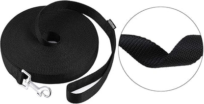 AMAGOOD Dog/Puppy Obedience Recall Training Agility Lead-15 ft 20 ft 30 ft 50 ft Long Leash-for Dog Training,Tie Out,Play,Safety,Camping (20Feet x 1Inch, Black)