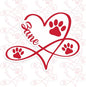 Custom Paw Pet Sticker Personalized Heart Name Pet Paw Cat and Dog Lover Waterproof Vinyl Sticker for Water Bottle Laptop Hard Hat Tumbler Cup Cars Birthday Gift for Her Him