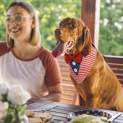 FUAMEY Dog Tuxedo American Flag for Large Dogs,Dog Formal Suit Dogs Attire Pet Bow Tie Puppy Party Costumes Cat Tux Outfits Pets Bandana Cosplay Adjustable Bowties 4th of July Independence Day XL