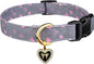 Cotton Handmade Dog Collar Cute and Distinctive Patterns Grey Heart with Pendant for Girl Boy Dogs Collars S