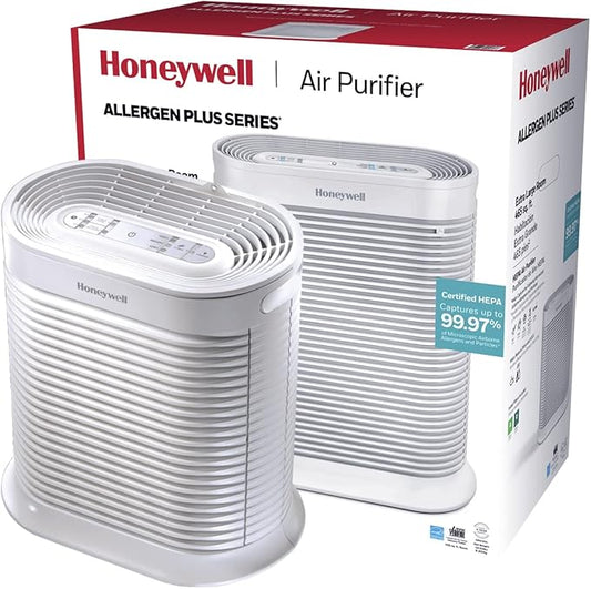 Honeywell HPA300 HEPA Air Purifier, Airborne Allergen Reducer for Large Rooms (465 sq ft), White - Wildlfire/Smoke, Pollen, Pet Dander, and Dust Air Purifier