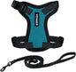 Voyager Escape-Proof Step-in Lock Cat Harness & 5ft Neoprene-Handle Leash Set All-Weather Mesh with Reflective Stitching for Small to Large Cats by Best Pet Supplies, Turquoise/Black Trim, XXXS