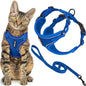 Voyager Escape-Proof Step-in Lock Cat Harness & 5ft Neoprene-Handle Leash Set All-Weather Mesh with Reflective Stitching for Small to Large Cats by Best Pet Supplies, Royal Blue (327), XS