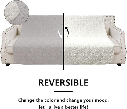 Waterproof Dog Blanket, 40x50 inches Pet Couch Covers for Sofa, Bed Furniture Protector from Dogs Washable and Reversible-Lightgrey+Cream