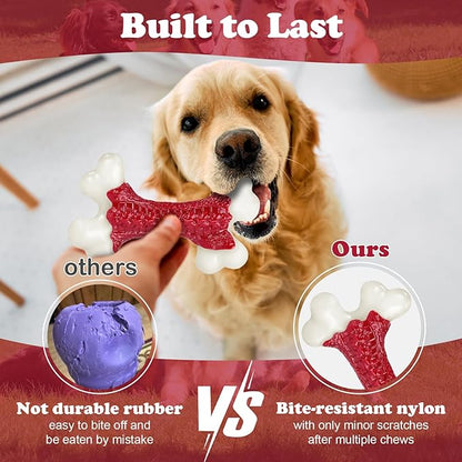 6-Pack Tough Dog Toys, Toys for Aggressive Chewers Large Breed, Chew Dogs, Bone Toy Nylon Dogs Almost Indestructible