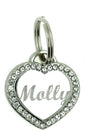 Custom Engraved Personalized Stainless Steel Small Heart Rhinestones Dog Cat Pet ID Jewelry Bling Tag