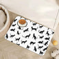 Funny Black Cat Dog Food Mat,Absorbent Pet Feeding Mat with Rubber Backing,Non-Slip Water Bowl Placemat,Indoor Pet Accessories Supplies 16"x24"
