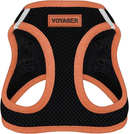 Best Pet Supplies - All Weather Mesh/Plush, Reflective, No Pull Harness for Small, Medium Dogs, Cats - Secure with Hook & Loop Fastener, Buckle, Double D-Rings - Black/Orange Trim, S