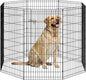 FDW 48 Inch Dog Pen 8 Panel Dog Playpen Indoor Outdoor Metal Puppy Pet Fence Portable Folding Animal Exercise Fence,Black