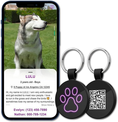 MYLUCKYTAG QR Code Pet ID | Personalized Dog & Cat Collar Tag | Online Profile with Instant Scanned Location Alert Email