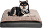 Amazon Basics Dog Bed with Cooling Gel Memory Foam, Pressure-Relief Support for Dogs up to 50lbs, Non-Slip Bottom, Machine Washable Cover, Large Sized (36" x 27"), Grey