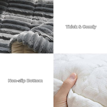 FUNNY FUZZY Pet Couch Covers for Sofa, Flannel Dog Couch Cover for Dogs Washable, Sofa Cover Furniture Protector Pet-Friendly Sofa Cover for Dogs & Kids (Dark Gray, 27.6"×82.7")