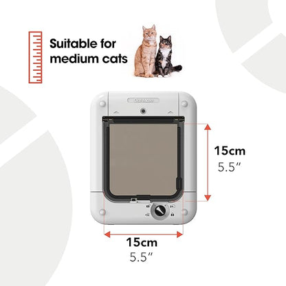 Cat Mate Microchip Activated Cat Flap, For Cats and Small Dogs, Easy Installation in UPVC Doors, Glass, and Wooden Doors - White