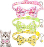 KOOLTAIL Spring Cat Collar with Bow Tie and Bell - 3 Pack Cute Cat Collars Breakaway with Flower & Bee Pattern, Adjustable Fancy Kitten Collar with Safety Buckle for Girls Boys Kitty