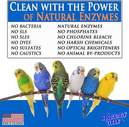 Absolutely Clean Amazing Bird Cage Cleaner and Deodorizer - Just Spray/Wipe - Safely & Easily Removes Bird Messes Quickly and Easily - Made in the US - Fragrance Free (32oz 2pack)