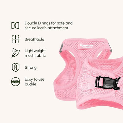 Downtown Pet Supply Step in Dog Harness for Small Dogs - Adjustable, Escape Proof Dog Harness with Reflective Trim - All-Weather, Fast-Drying Padded Mesh Fabric - Baby Pink, XS