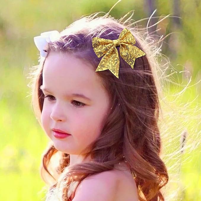 3-inch Sequined Bow Hair Clips For Baby Girls, Toddler, Kids and Young Women Birthday Party Wedding Christmas Occasions Pet Accessories Set of 2 (Burgundy)