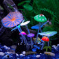 Uniclife Aquarium Coral Plant Ornament with Glowing Effect Imitative Mushroom Lotus Leaf Decoration Addition Colorful Lifelike Silicone Decor for Fish Tank Landscape
