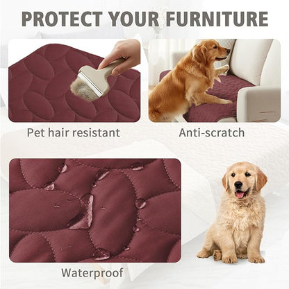 Ameritex Pet Bed Cover Dog Bed Blanket for Sofa and Furniture Waterproof New Pattern Design (68x82 Inch, Burgundy)