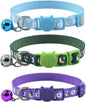 3 PCS Breakaway Cat Collar with Bell, Moon Cat Collar Adjustable Cute Kitten Collars Soft for Cat Puppy 7-10.2in (Blue Green Purple)