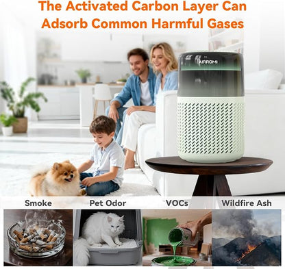 AIRROMI HEPA Air Purifier for Bedroom&Home,Pet Air Purifier for Home Pets,Removes Pet Odor,Cat Litter Smell,Dust,Smoke&Allergies,Quiet Room Air Purifier with Scents,360°Air Cleaner,A2005 Green