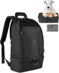 DBTAC Tactical Pet Backpack for Small Dogs & Cats - Compact Travel Bag with Insulated Pocket & 1x Detachable Food Container Included | Outdoor Hiking, Road Trip, Airplane Approved (Black)