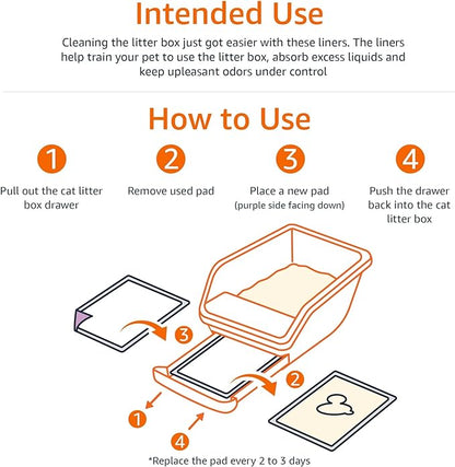 Amazon Basics Cat Litters Pee Pads, 40 Count, Universal Fit for Litter Box, Odor Control with Fresh Scent, Purple and White