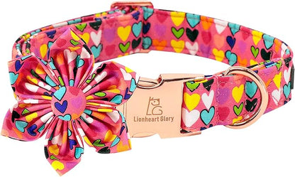 Lionheart glory Easter Dog Collar with Flower Carrot Print Dog Collar Girl Soft Durable Adjustable Collar Flower Spring Collar Dog Bow for Medium Dogs