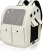 Airline Approved Cat Carrier Backpack - Ventilated Breathable Mesh for Small Dogs & Cats (15lbs), Soft Sided Dog Backpack for Hiking, Camping, Travel & Vet Visits with Padded Straps (White)