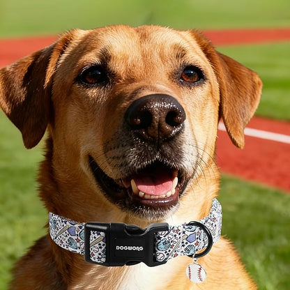 DOGWONG Baseball Dog Collar-Cute Boy Baseball Dog Collar, Adjustable Soft Male Dogs Collars for Small Medium Dogs, XS
