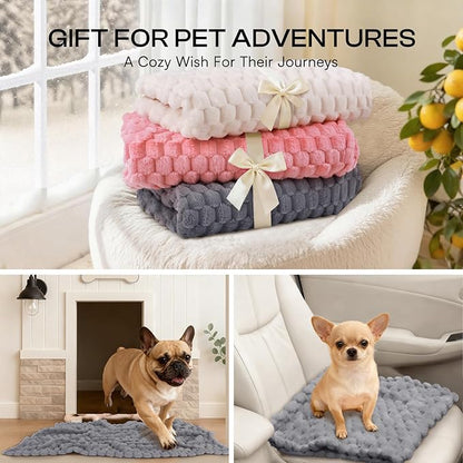 Luciphia Soft 300GSM Fleece Pet Blanket for Small Medium Large Dogs Washable 3D Textured Flannel Cat Puppy Decorative Furniture Protector Throw Durable Grey, M(30''x20'')