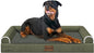 Large Dog Bed Orthopedic Washable: Beds Bolster XL Bed Large Big Dogs Memory Foam Couch Sofa Waterproof with Removable Cover - Dark Green