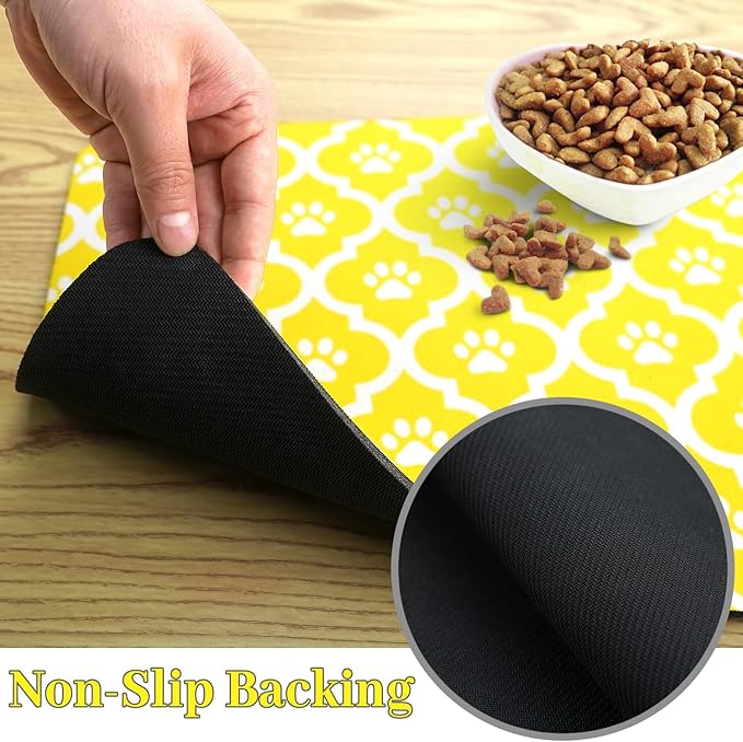 Dog Food Mat 12X20 Inch Pet Feeding Absorbent Mats for Floor Cat Water Bowl Placemats Non-Slip Washable Dog Mat for Food and Water