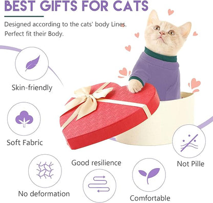 Sticky Cat Clothes Stretchy, Sphynx Hairless Sweater & Pajamas for Cats only, Soft Cat Onesie for Cats After Surgery Female Male & Hair Loss Prevention, Purple M