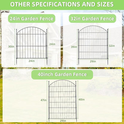 Decorative Garden Fence 40in (H) x 30in (W), 10 Pack No Dig Fence Animal Barrier for Dog with Lock, Arched Flower Bed Edging, Wire Border Panel Fencing for Yard Patio Outdoor Decor