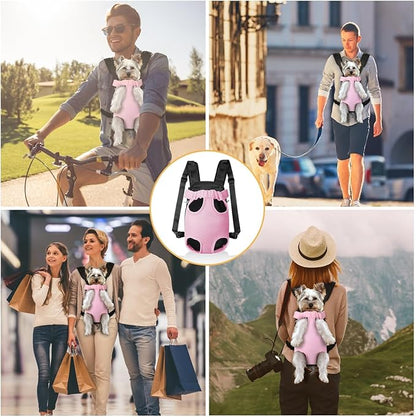 YUDODO Pet Dog Carrier Backpack Adjustable Dog Front Carrier, Legs Out Easy-Fit Dog Travel Backpack Carrier for Hiking Camping for Small Medium Dogs Cats and Rabbits (Large, Pink)