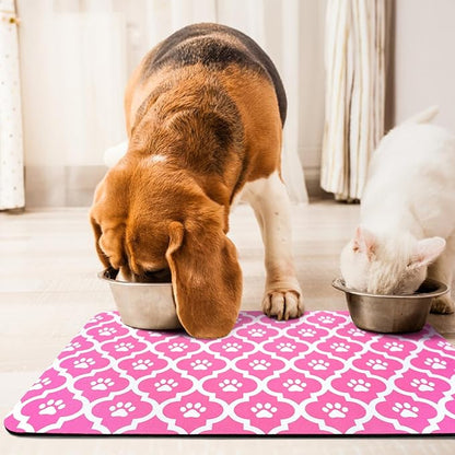 Dog Food Mat 24X32 Inch Pet Feeding Absorbent Mats for Floor Cat Water Bowl Placemats Non-Slip Washable Dog Mat for Food and Water
