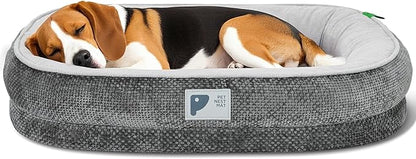 Dog Bed Medium Size Dog,Orthopedic Bed with Removable Cover&Non-Slip Bottom Couch Bed with Four-Sided Bolster Grey M