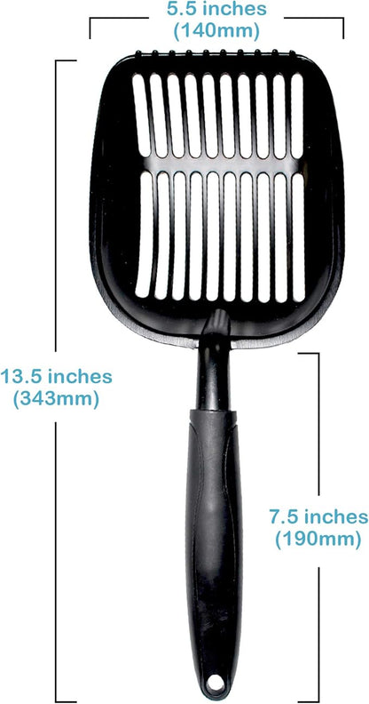 Pets First Cat Litter Scooper - Ergonomic & Easy Grip Design Deep Cleaning with A Non-Stick & No Residue Build-Up – Solid Aluminum, Waterproof - Bonus Hook - 1.75 x 13.25 x 5