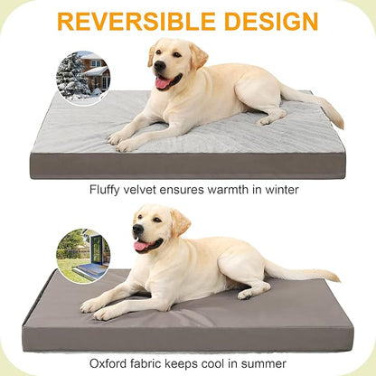 KSIIA Orthopedic Dog Bed - Waterproof, Large, Plush, Washable with Egg Crate Foam & Removable Cover & Nonskid Bottom, 36 x 27 Inch, Gray