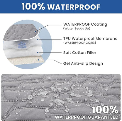 Waterproof Dog Bed Cover Pet Blanket, Soft Couch Cover for Dogs Washable, Non-Slip Dog Blanket Protect Furniture Couch Sofa Car for Puppy Large Dogs Cat (82x120 Inch, Light Grey)