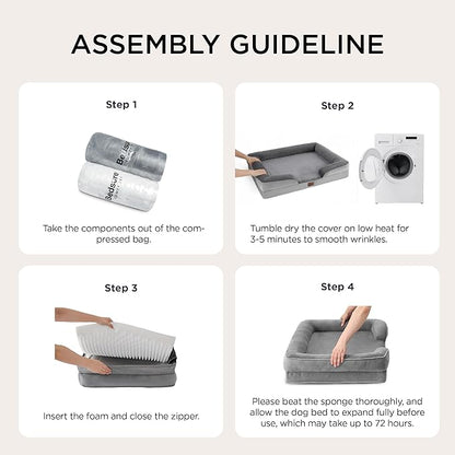 Bedsure Orthopedic Dog Beds Large Sized Dog - Washable Large Dog Cat Bed Waterproof, Comfort Dogs Couch Sofa with Washable Removable Cover, Pet Bed with Nonskid Bottom, Plush-Black, 35"