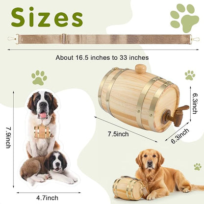 3 Pcs St Bernard Rescue Barrel Collar Set Include 1/2 Liter Saint Bernard Barrel Collar, Adjustable Hoops and Dog Stickers for Pet Medium and Large Dogs