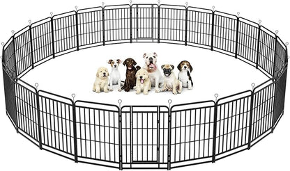 Heavy Duty Dog Playpen: 24 Steel Panels 40" Height, Square Steel Pipe with Reinforced Crossbars, 54FT 227 Sq.ft Portable Fence for Yard RV Camping, Snowy Black