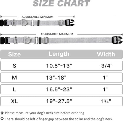Martingale Dog Collar, Adjustable Nylon Reflective Collar with Buckle No Pull Dog Collar for Small Medium Large Dogs (Grey S)