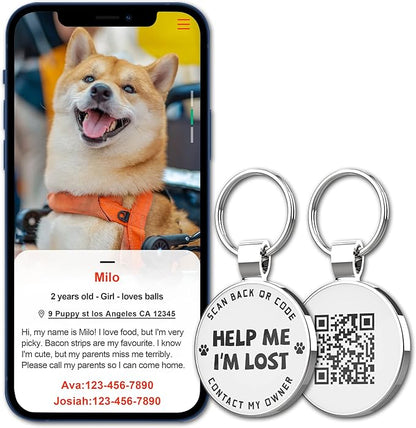MYLUCKYTAG QR Code Pet ID | Personalized Dog & Cat Collar Tag | Online Profile with Instant Scanned Location Alert Email