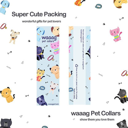 WAAAG Cat Collars, Gold Moons and Stars Cat Collar, Safety Breakaway Cat Collar, Glow in The Dark (Standard 9"-15" Neck, Grey)